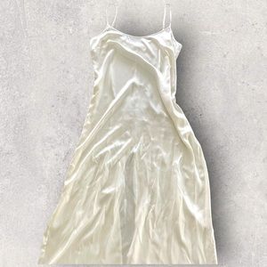 La Perla Ivory/White Long Silk Slip with Slit Large